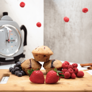 Triple Berry Muffins with Blueberries, Strawberries & Raspberries