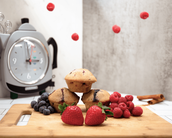 Triple Berry Muffins with Blueberries, Strawberries & Raspberries
